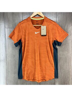 Nike Court Advantage Men's Dri FIT Tennis Shirt Orange Size Medium DX5537-893